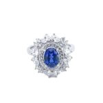 925 Silver Lab-Created Blue Sapphire Ring - Model H04B - Image 2