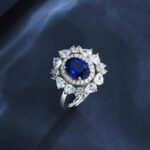 925 Silver Lab-Created Blue Sapphire Ring - Model H04B - Image 4