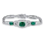 925 Silver Cultured Emerald Bracelet L0348