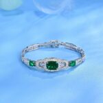 925 Silver Cultured Emerald Bracelet L0348 - Image 3