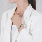925 Silver Cultured Emerald Bracelet L0348 - Image 4