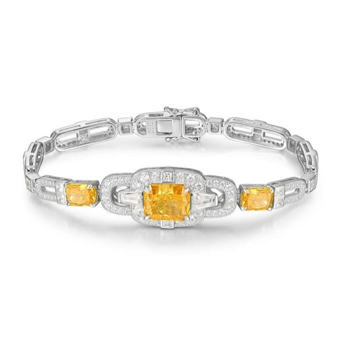 925 Silver Yellow Cubic Zirconia Bracelet - Model L0348Y - Image 1