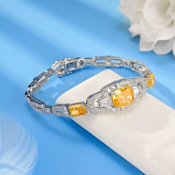 925 Silver Yellow Cubic Zirconia Bracelet - Model L0348Y - Image 2