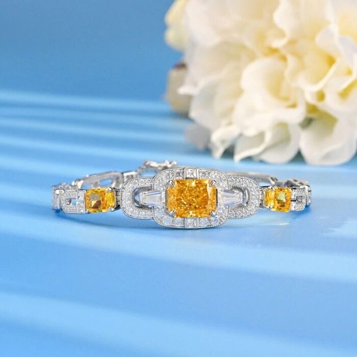 925 Silver Yellow Cubic Zirconia Bracelet - Model L0348Y - Image 3