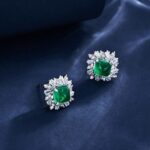 925 Silver Lab-Created Emerald Earrings - Model LSP00228WYCEMA - Image 2