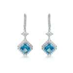 925 Silver Blue Cubic Zirconia Earrings P0037-2
