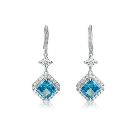 925 Silver Blue Cubic Zirconia Earrings P0037-2