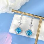 925 Silver Blue Cubic Zirconia Earrings P0037-2 - Image 2