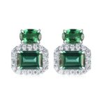 925 Silver Lab-Created Emerald Earrings - Model P0044