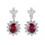 925 Silver Cultured Ruby Earrings P0052—1