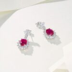 925 Silver Cultured Ruby Earrings P0052—1 - Image 3