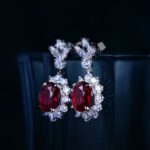 925 Silver Cultured Ruby Earrings P0052—1 - Image 4