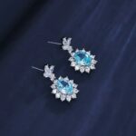 925 Silver Blue Cubic Zirconia Earrings P0052B - Image 5