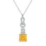 925 Silver Yellow Cubic Zirconia Pendant - Model P0603Y (Chain Not Included)