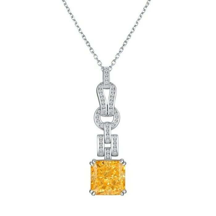 925 Silver Yellow Cubic Zirconia Pendant - Model P0603Y (Chain Not Included) - Image 1