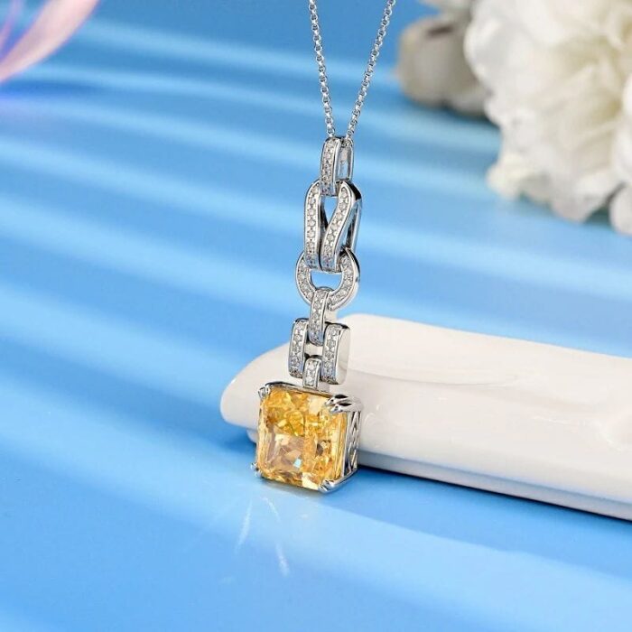 925 Silver Yellow Cubic Zirconia Pendant - Model P0603Y (Chain Not Included) - Image 2
