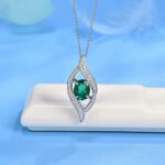 925 Silver Cultured Emerald Necklace P0627 - Image 3