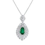 925 Silver Cultured Emerald Necklace P0830