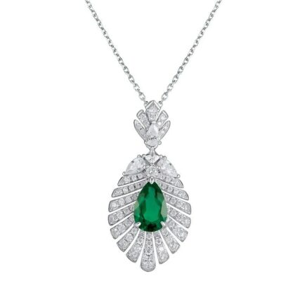 925 Silver Cultured Emerald Necklace P0830