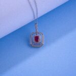 S925 Silver Cultured Ruby Necklace P1122R - Image 2