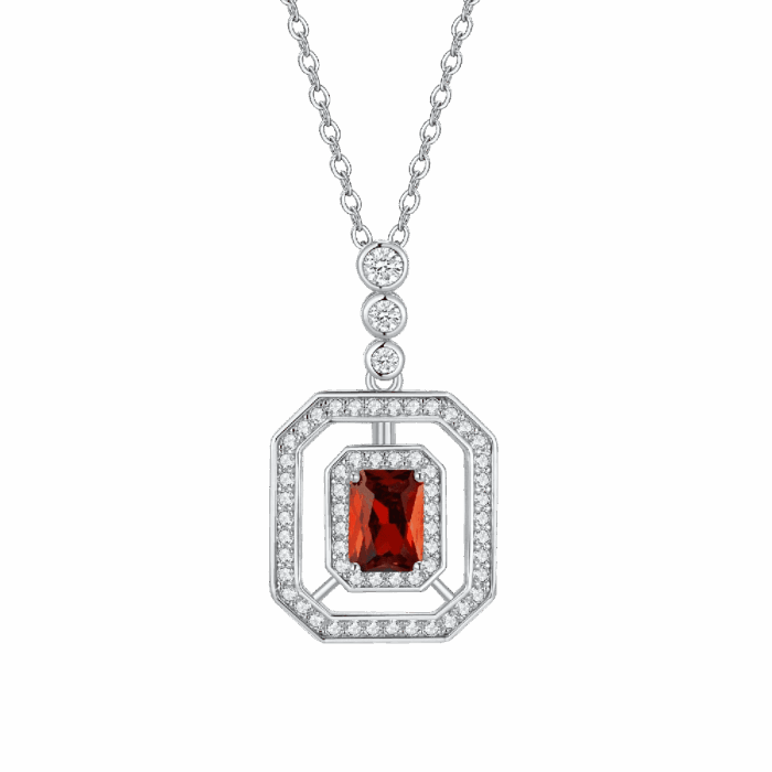 S925 Silver Cultured Ruby Necklace P1122R - Image 1