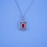 S925 Silver Cultured Ruby Necklace P1122R - Image 3