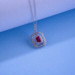 S925 Silver Cultured Ruby Necklace P1122R - Image 4