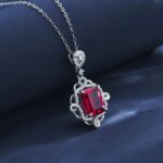 S925 Silver Cultured Ruby Necklace P1468R - Image 2