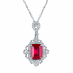 S925 Silver Cultured Ruby Necklace P1468R