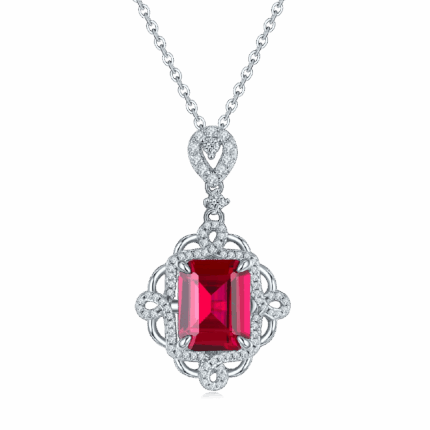 S925 Silver Cultured Ruby Necklace P1468R