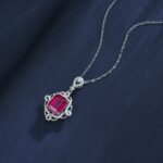 S925 Silver Cultured Ruby Necklace P1468R - Image 3