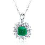 925 Silver Cultured Emerald Necklace P1626