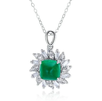 925 Silver Cultured Emerald Necklace P1626