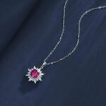 S925 Silver Cultured Ruby Necklace P1642R - Image 2