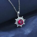 S925 Silver Cultured Ruby Necklace P1642R - Image 3