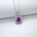 925 Silver Purple Cubic Zirconia Pendant - Model PS1808C1 (Chain Not Included) - Image 3