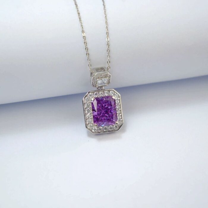 925 Silver Purple Cubic Zirconia Pendant - Model PS1808C1 (Chain Not Included) - Image 3