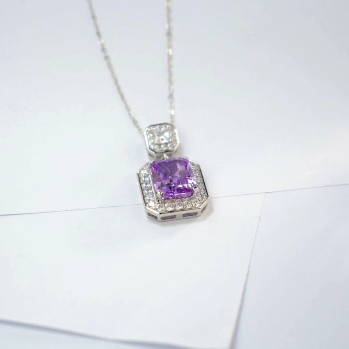 925 Silver Purple Cubic Zirconia Pendant - Model PS1808C1 (Chain Not Included) - Image 4