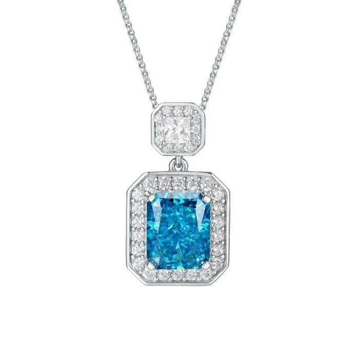 925 Silver Blue Cubic Zirconia Pendant - Model PS1808C1B (Chain Not Included) - Image 1