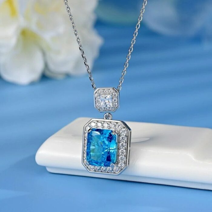 925 Silver Blue Cubic Zirconia Pendant - Model PS1808C1B (Chain Not Included) - Image 2
