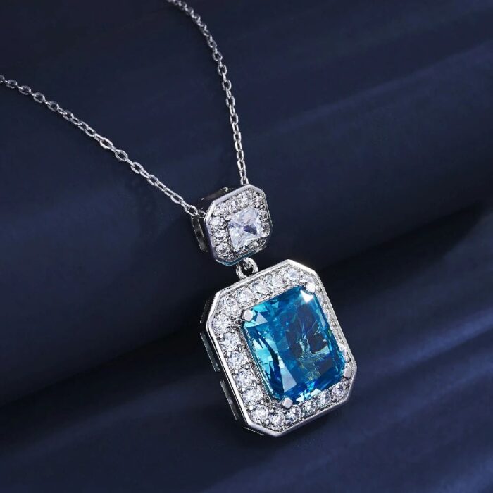 925 Silver Blue Cubic Zirconia Pendant - Model PS1808C1B (Chain Not Included) - Image 4