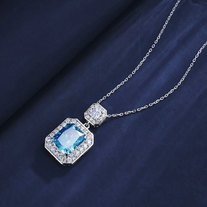 925 Silver Blue Cubic Zirconia Pendant - Model PS1808C1B (Chain Not Included) - Image 5