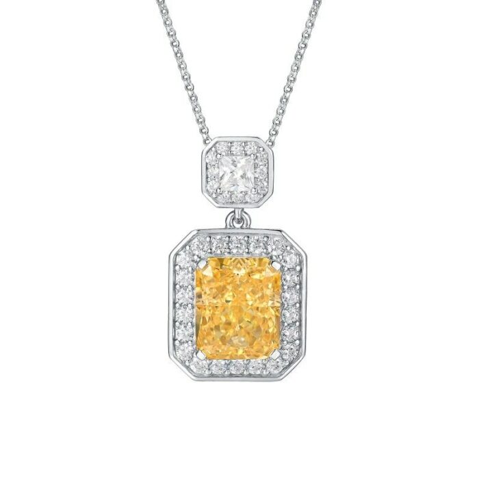 925 Silver Yellow Cubic Zirconia Pendant - Model PS1808C1Y (Chain Not Included) - Image 1