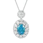 925 Silver Blue Cubic Zirconia Pendant - Model -B-PS1809C1 (Chain Not Included)