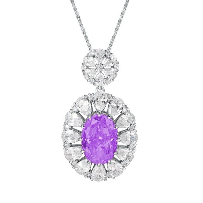 925 Silver Purple Cubic Zirconia Pendant - Model P-PS1809C1 (Chain Not Included) - Image 1