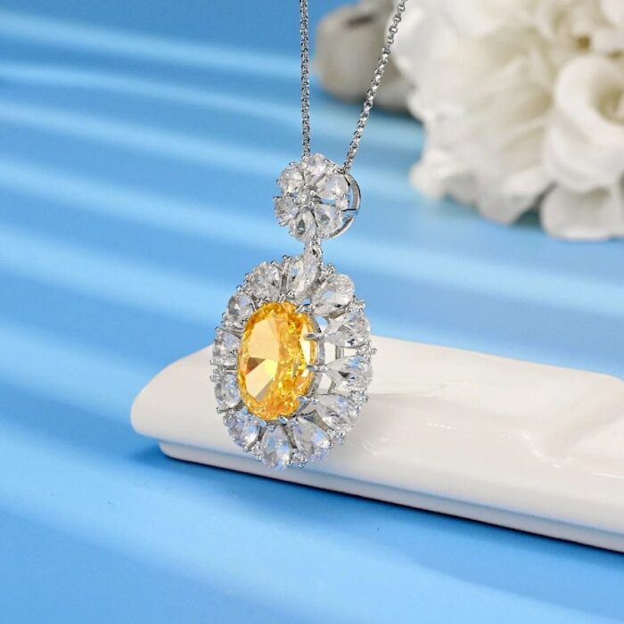 925 Silver Yellow Cubic Zirconia Pendant - Model PS1809C1 (Chain Not Included) - Image 2