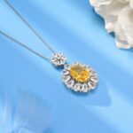 925 Silver Yellow Cubic Zirconia Pendant - Model PS1809C1 (Chain Not Included) - Image 3