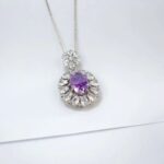 925 Silver Purple Cubic Zirconia Pendant - Model P-PS1809C1 (Chain Not Included) - Image 3