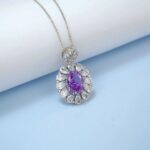 925 Silver Purple Cubic Zirconia Pendant - Model P-PS1809C1 (Chain Not Included) - Image 5