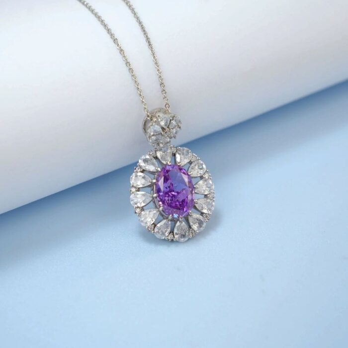 925 Silver Purple Cubic Zirconia Pendant - Model P-PS1809C1 (Chain Not Included) - Image 5